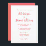 Chic Coral och White Bröllop Inbjudningar<br><div class="desc">En vacker perfekt för vår eller sommar-bröllop,  den här uppsättningen bröllopsinbjudningar,  har en vit bakgrund med text skriven med vackert korallteckensnitt. Baksidan är korall. Elegant och chic,  anpassa dina bröllopsinbjudningar i dag!</div>