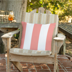 Chic Coral Red Rosa Bold Mod Rand Mönster Kudde