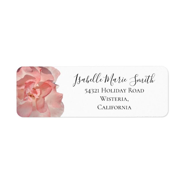 Chic Coral Rosa ros Blommigt White Returadress Returadress Etikett (Framsidan)