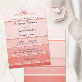 Chic Coral Stripe Ton sur Ton Wedding bjudande Inbjudningar
