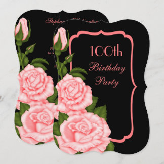 Chic Corner Röd ros 100:e födelsedag Inbjudningar