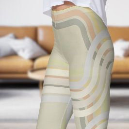 Chic Cornsilk White Kurvor Mönster Leggings