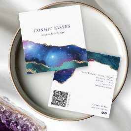 Chic Cosmic Stars Galaxy Business QR Code Social Fyrkantigt Visitkort