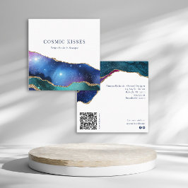 Chic Cosmic Stars Galaxy Business QR Code Social Fyrkantigt Visitkort
