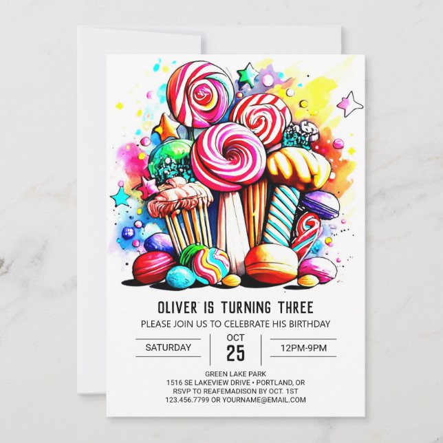 Chic Cotton Candy Birthday Inbjudningar (Framsida)
