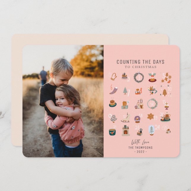 Chic Counting Days to Jullax Rosa Photo Julkort (Fram/baksida)