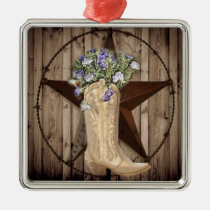 Chic cowgirl för westernt land för vildblommaTexas Julgransprydnad Metall