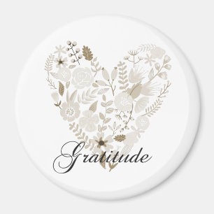 Chic Cream Blommigt Heart för inspirationell tacks Magnet
