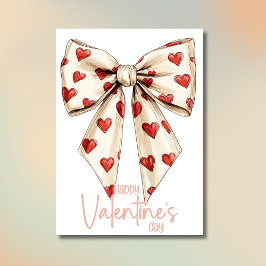 Chic Cream Bow Happy Valentines Day Julkort