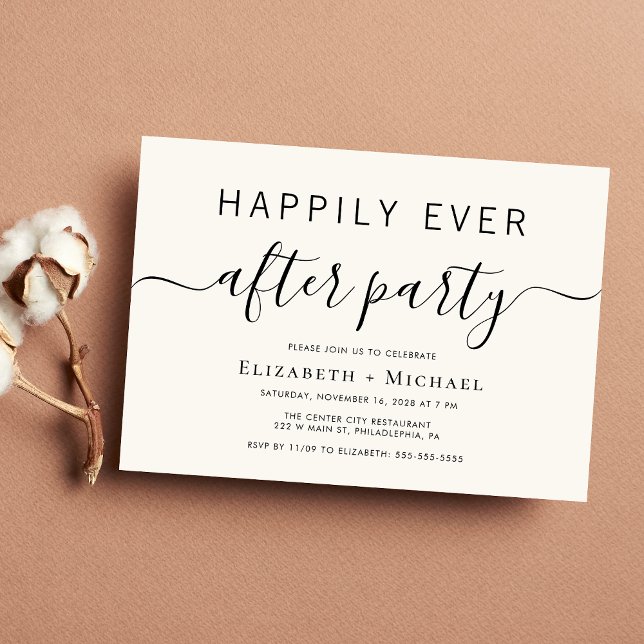 Chic Cream Bröllop efter Party Inbjudningar (An chic invitation for your wedding after party celebration)