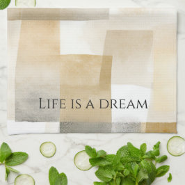 Chic Cream Brown Abstrakt Kökshandduk