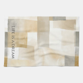 Chic Cream Brown Abstrakt Kökshandduk