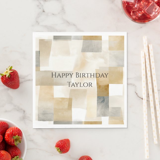 Chic Cream Brown Abstrakt Pappersservett (Insitu)