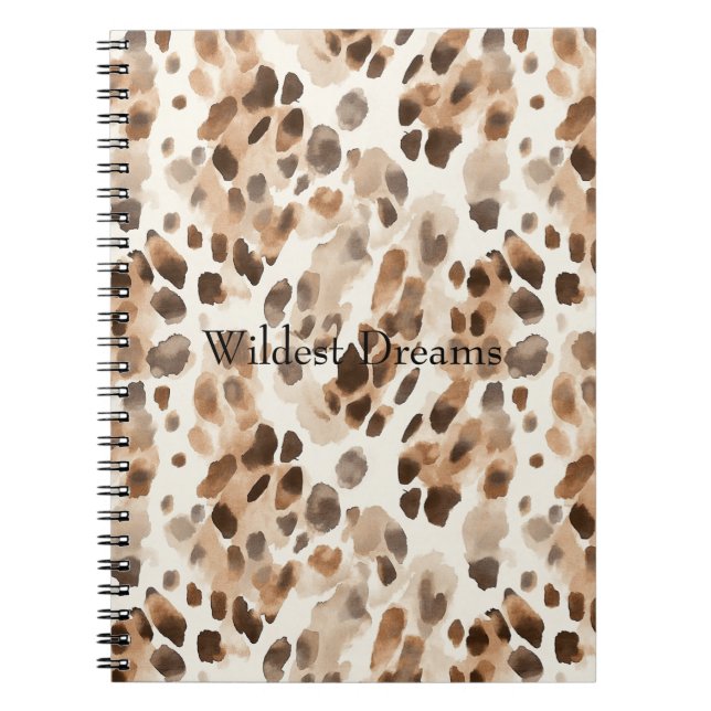 Chic Cream Brown Leopard Animal Print Anteckningsbok (Framsidan)