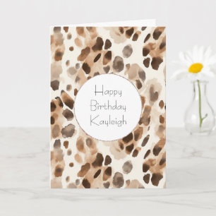 Chic Cream Brown Leopard Animal Print Birthday Kort