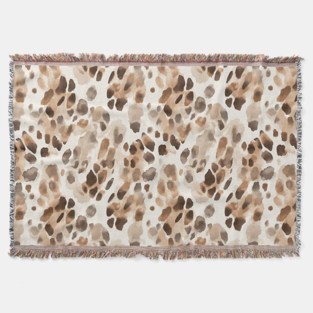 Chic Cream Brown Leopard Animal Print Filt (Framsidan)