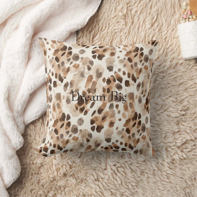 Chic Cream Brown Leopard Animal Print Kudde (Filt)