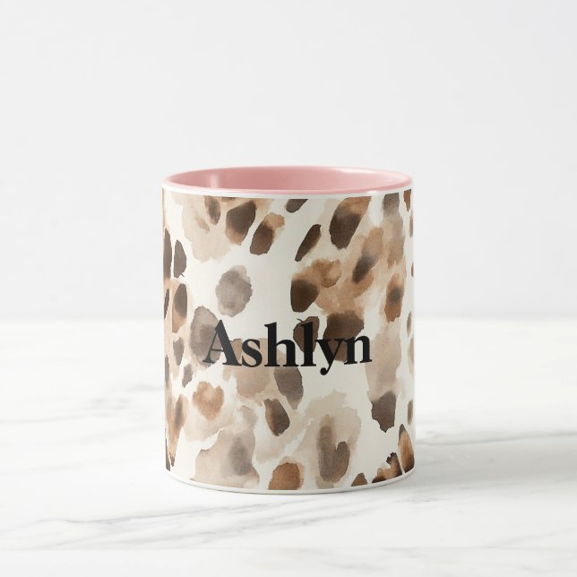 Chic Cream Brown Leopard Animal Print Mugg (Center)
