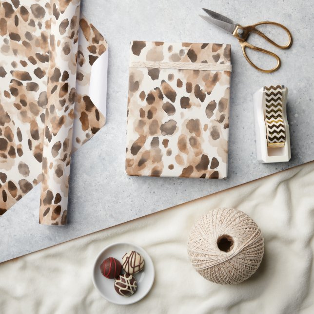 Chic Cream Brown Leopard Animal Print Presentpapper (Hantverk)