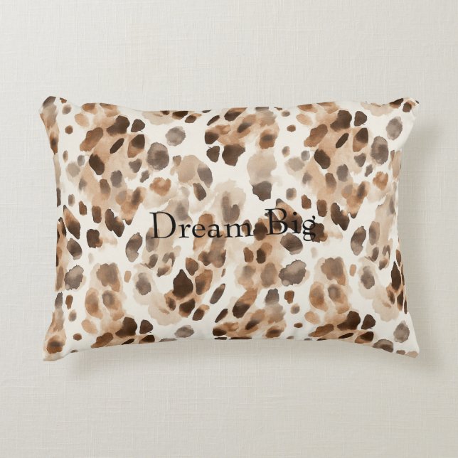 Chic Cream Brown Leopard Animal Print Prydnadskudde (Framsidan)