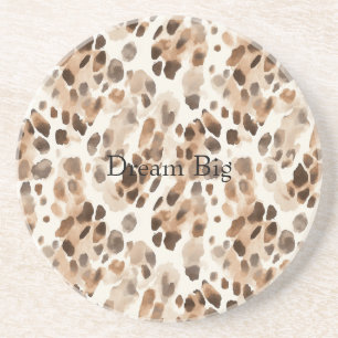 Chic Cream Brown Leopard Animal Print Underlägg