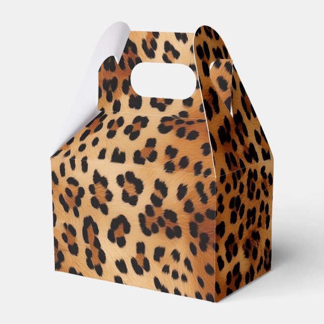 Chic Cream Brown Leopard Favor Box Presentaskar (Framsidan Sidan)