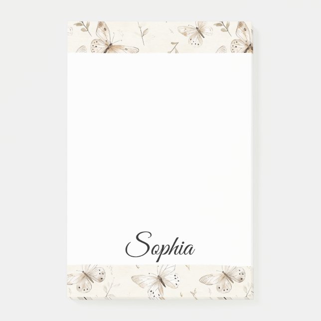 Chic Cream Butterflies Post-it Block (Framsida)
