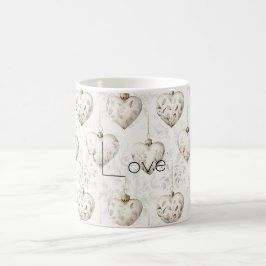 Chic Cream Grå Hjärtan Ornamenter Kaffemugg