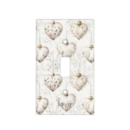Chic Cream Grey Hearts Ornaments  