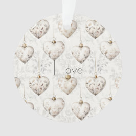 Chic Cream Grey Hearts Ornaments  
