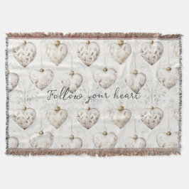 Chic Cream Grey Hearts Ornaments   Filt
