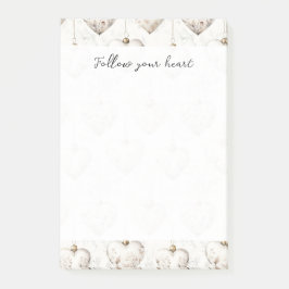 Chic Cream Grey Hearts Ornaments   Post-it Block