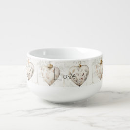 Chic Cream Grey Hearts Ornaments   Soppmugg