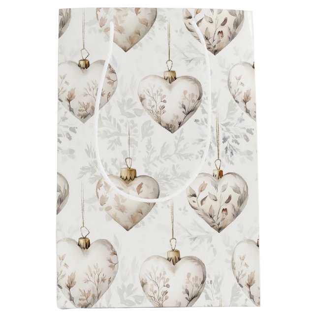 Chic Cream Grey Hearts Ornaments Wedding (Framsidan)
