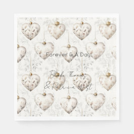 Chic Cream Grey Hearts Ornaments Wedding Pappersservett