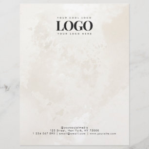 Chic Cream Marble Your Anpassningsbar Business Log Brevhuvud