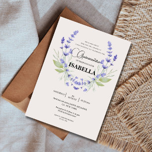 Chic Cream och Lavender Lila Quinceañera Inbjudningar