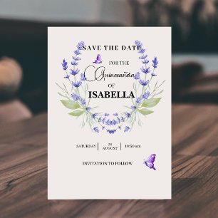 Chic Cream och Lavender Lila Quinceañera Spara Datumet