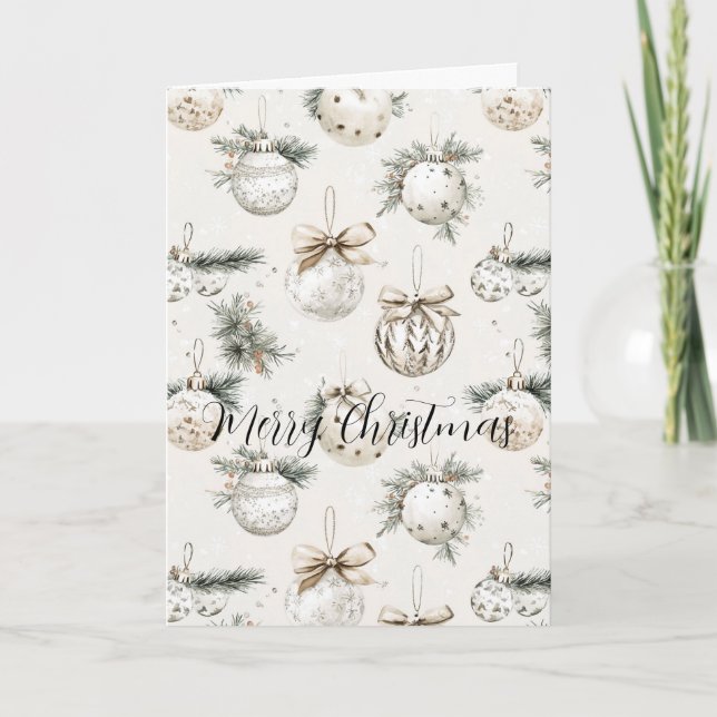 Chic Cream Ornaments Christmas Kort (Framsida)