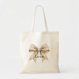 Chic Cream Silver Glam Bow Kärlek Tygkasse