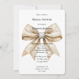 Chic Cream Silver Glam Bow Möhippa Inbjudningar