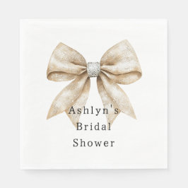Chic Cream Silver Glam Bow Möhippa Pappersservett