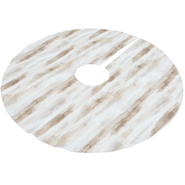 Chic Cream White Brown Rand Julgransmatta Borstad Polyester (Vinklad)