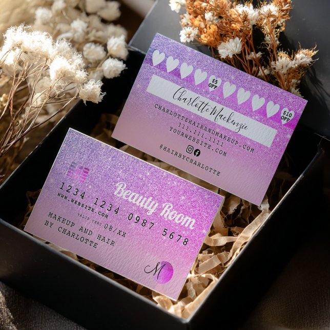Chic Credit card pink purple glitter loyalty Visitkort (Chic Credit card pink purple glitter loyalty)