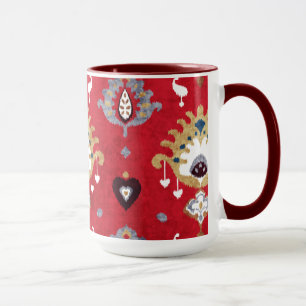 Chic crickle red gult ikat tribal mönster mugg