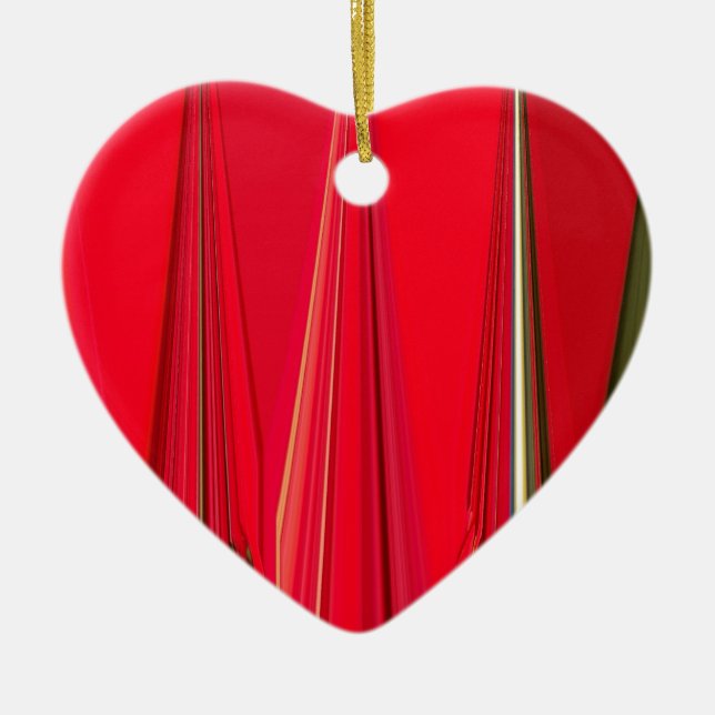 Chic Crimson kronblad symfoni: Röd abstrakt design Julgransprydnad Keramik (Framsidan)