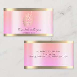 Chic Cupcake Guld Rand Ombre Bageri Visitkort