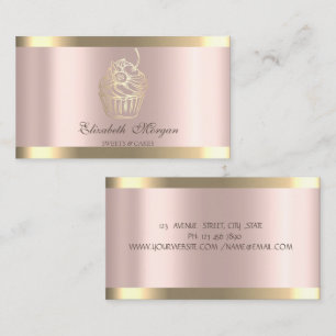 Chic Cupcake Guld Rand Rosa Guld Bageri Visitkort