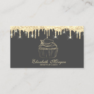 Chic Cupcake Jordgubbs Falska Guld Dropar Bagare Visitkort