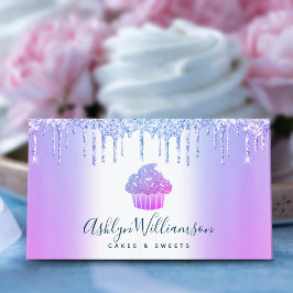 Chic Cupkaka Bakery Chef Glitter Drives Lila Blue Visitkort